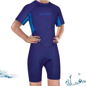 CtriLady Neoprene Blue Two Tone Kids Youth Shorty Wetsuit Size Youth XXL